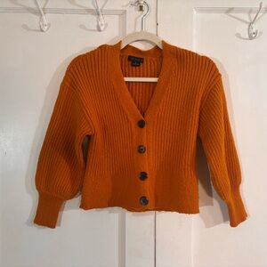 Sanctuary Orange Ribbed Button Front Cropped Cardigan